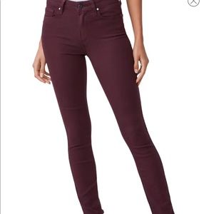 Burgundy Paige Denim Straight Jeans